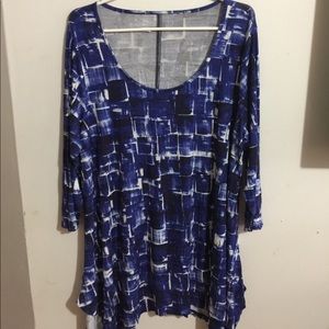 Blue & white pattern blouse